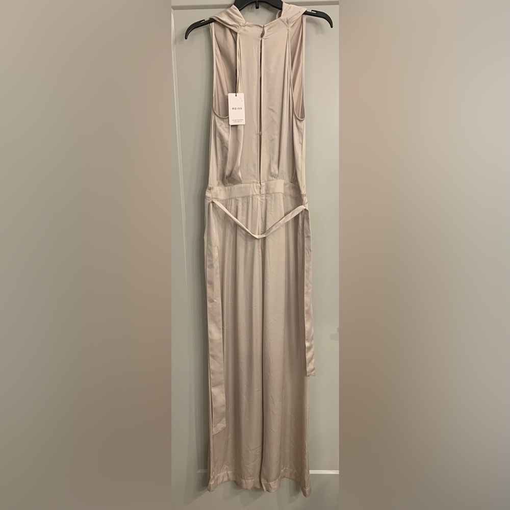Reiss Rose Sleeveless Cowl Neck Jumpsuit Size 8 Neutral/Light Gray NWT - Picture 8 of 16